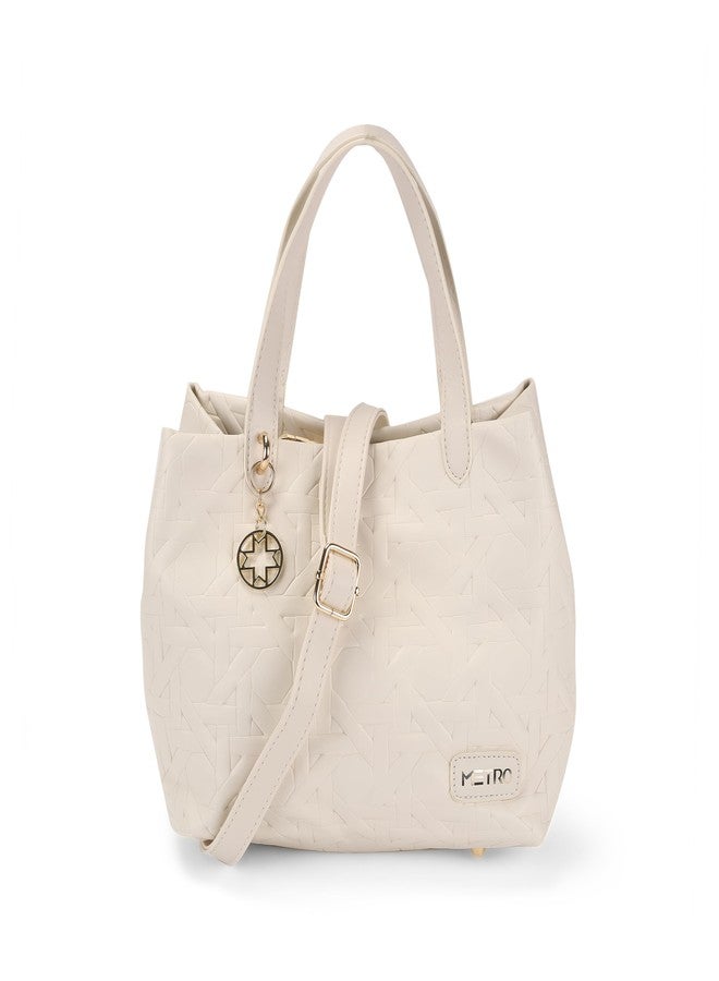 Metro Women's Off/White Woven Satchel Bags(66-653) - Image 1